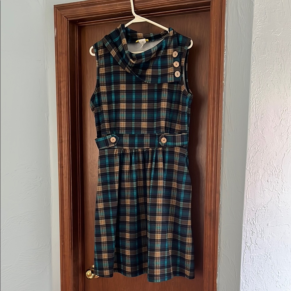 ModCloth Coach Tour Plaid Dress- XL